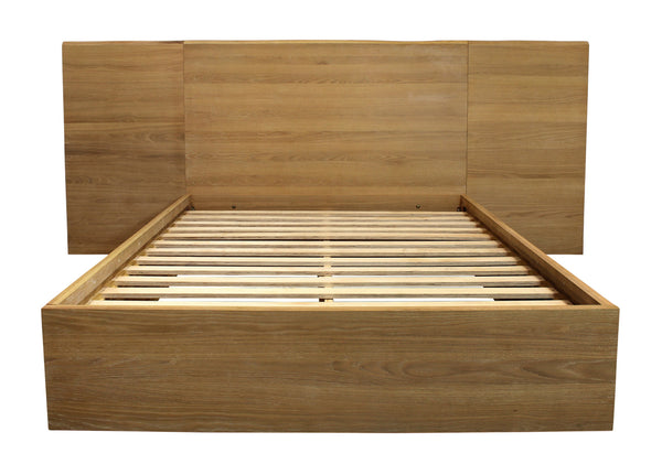 Homeroots Natural Wood Queen Bed Frame  Oak Wood Veneers,Mdf Wood 558193