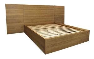 Homeroots Natural Wood Queen Bed Frame  Oak Wood Veneers,Mdf Wood 558193