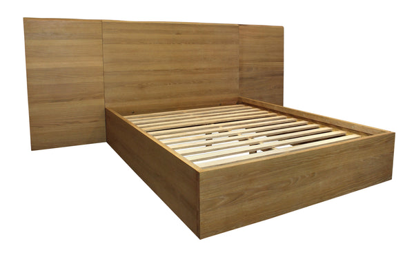 Homeroots Natural Wood Queen Bed Frame  Oak Wood Veneers,Mdf Wood 558193