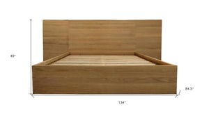 Homeroots Natural Wood King Bed Frame  Oak Wood Veneers,Mdf Wood 558194
