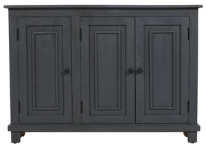 HomeRoots 51" Coastal-Inspired Gray Solid Wood Sideboard with 3 Doors, Rustic Charm, & Ample Storage Space 558210