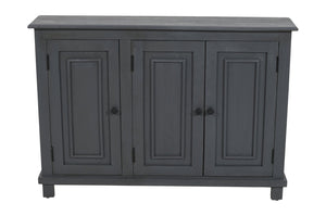 HomeRoots 51" Coastal-Inspired Gray Solid Wood Sideboard with 3 Doors, Rustic Charm, & Ample Storage Space 558210