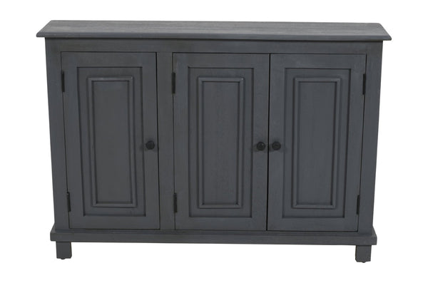 HomeRoots 51" Coastal-Inspired Gray Solid Wood Sideboard with 3 Doors, Rustic Charm, & Ample Storage Space 558210