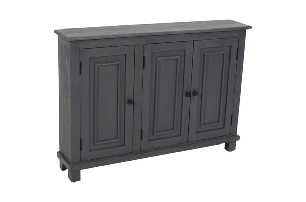 HomeRoots 51" Coastal-Inspired Gray Solid Wood Sideboard with 3 Doors, Rustic Charm, & Ample Storage Space 558210