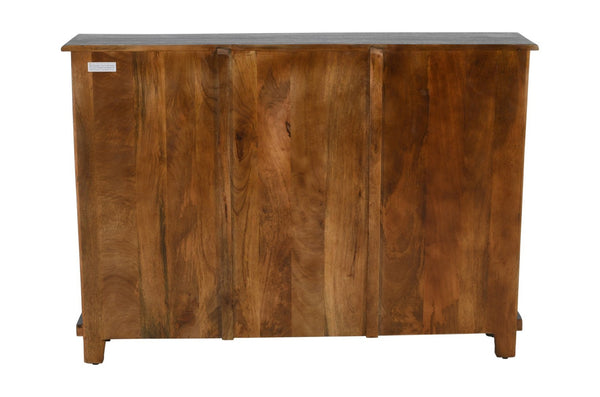 HomeRoots 51" Coastal-Inspired Gray Solid Wood Sideboard with 3 Doors, Rustic Charm, & Ample Storage Space 558210
