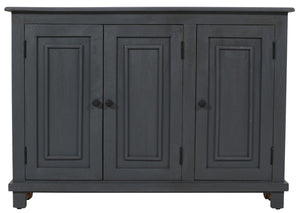 HomeRoots 51" Coastal-Inspired Gray Solid Wood Sideboard with 3 Doors, Rustic Charm, & Ample Storage Space 558210