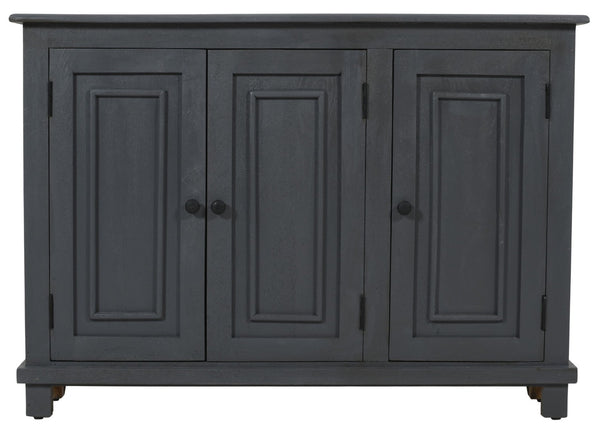 HomeRoots 51" Coastal-Inspired Gray Solid Wood Sideboard with 3 Doors, Rustic Charm, & Ample Storage Space 558210