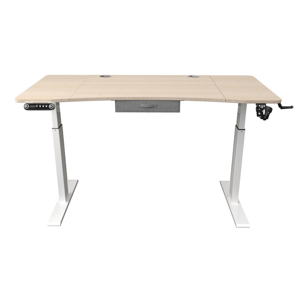 Homeroots 55" Adjustable Oak And White Standing Desk   558230