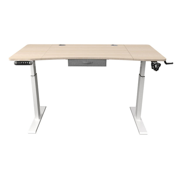 Homeroots 55" Adjustable Oak And White Standing Desk   558230