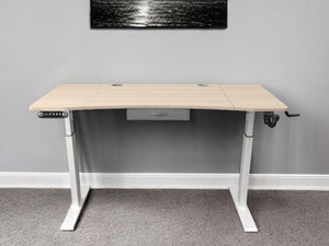Homeroots 55" Adjustable Oak And White Standing Desk   558230