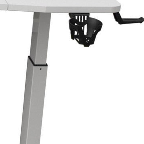 HomeRoots 63" Adjustable White Standing Desk - Enhance Productivity with Ergonomic Design and Stylish Aesthetics 558232