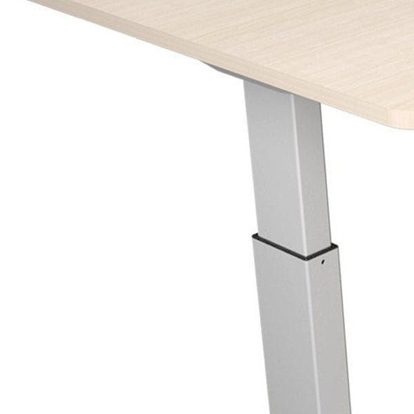 HomeRoots 63" Adjustable Beige Standing Desk - Ergonomic Design, Durable Construction & Integrated Power Outlet 558233