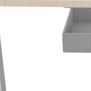 HomeRoots 55" Adjustable Beige Standing Desk - Ergonomic T-Shaped Design with Built-In Power for Ultimate Comfort 558235