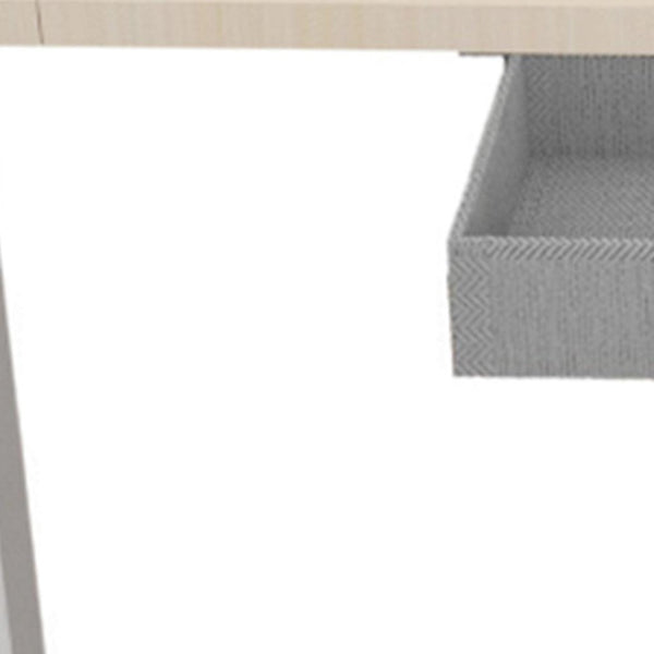 HomeRoots 55" Adjustable Beige Standing Desk - Ergonomic T-Shaped Design with Built-In Power for Ultimate Comfort 558235