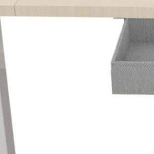 HomeRoots 55" Adjustable Beige Standing Desk - Ergonomic T-Shaped Design with Built-In Power for Ultimate Comfort 558235