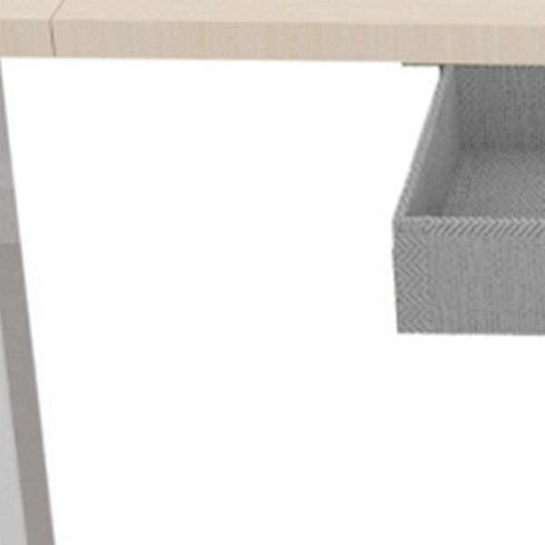 HomeRoots 55" Adjustable Beige Standing Desk - Ergonomic T-Shaped Design with Built-In Power for Ultimate Comfort 558235