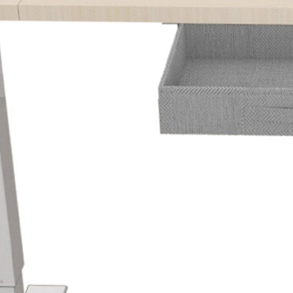 HomeRoots 63" Adjustable Beige Standing Desk - Ergonomic & Versatile with USB Port, Durable Design for Comfort 558236