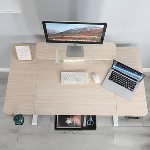 HomeRoots 63" Adjustable Beige Standing Desk - Ergonomic & Versatile with USB Port, Durable Design for Comfort 558236