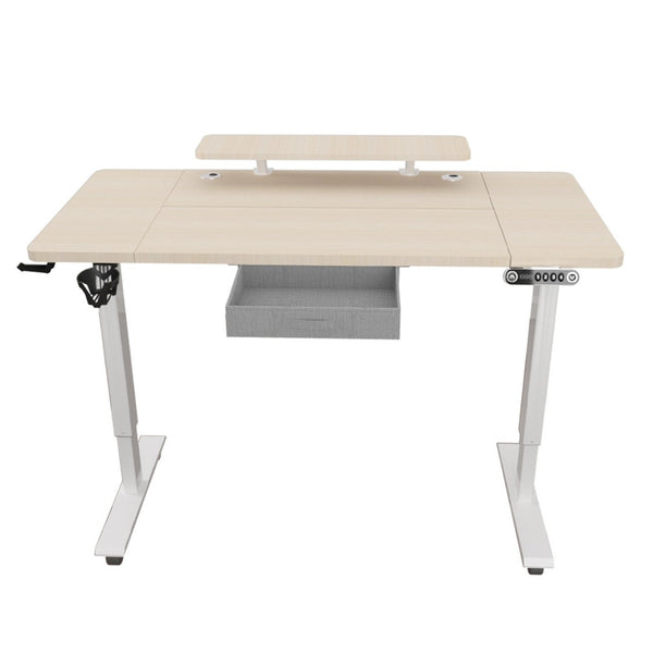 HomeRoots 63" Adjustable Beige Standing Desk - Ergonomic & Versatile with USB Port, Durable Design for Comfort 558236