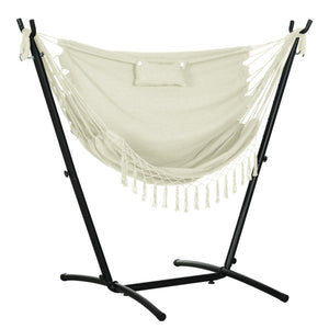 English Elm Outsunny Boho-Chic Hammock Chair With Stand, Side Pocket & Headrest For Relaxing Indoor/Outdoor Use W2225P174050-GIGA