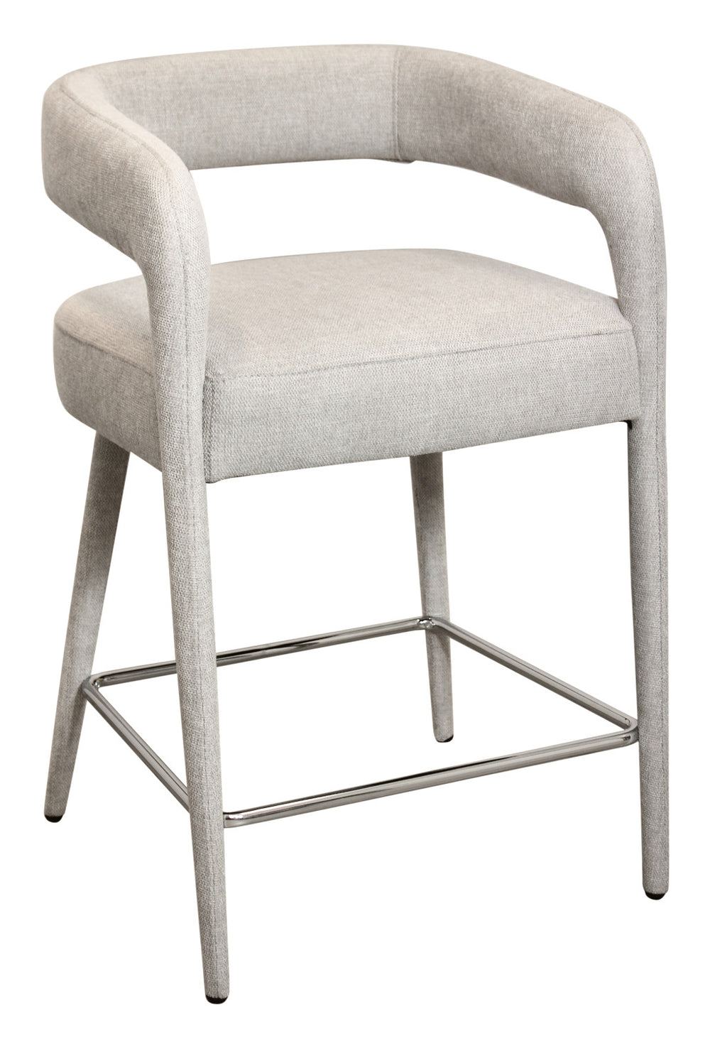 Homeroots 25" Ivory Metal And Fabric Low Back Bar Chair With Armrests And Footrest For Ultimate Comfort   558307