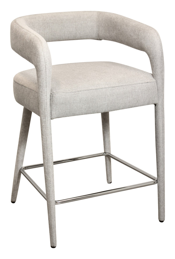 Homeroots 25" Ivory Metal And Fabric Low Back Bar Chair With Armrests And Footrest For Ultimate Comfort   558307