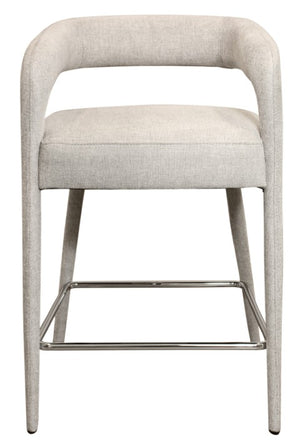 Homeroots 25" Ivory Metal And Fabric Low Back Bar Chair With Armrests And Footrest For Ultimate Comfort   558307