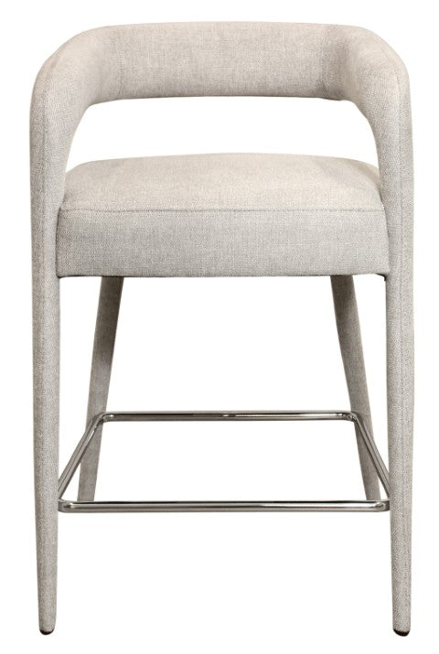 Homeroots 25" Ivory Metal And Fabric Low Back Bar Chair With Armrests And Footrest For Ultimate Comfort   558307