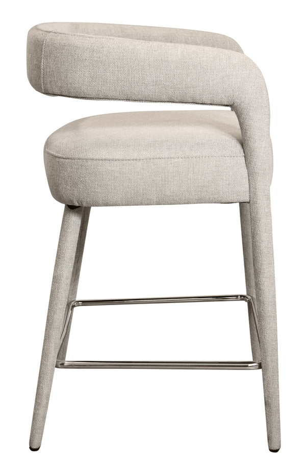 Homeroots 25" Ivory Metal And Fabric Low Back Bar Chair With Armrests And Footrest For Ultimate Comfort   558307