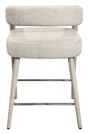 Homeroots 25" Ivory Metal And Fabric Low Back Bar Chair With Armrests And Footrest For Ultimate Comfort   558307