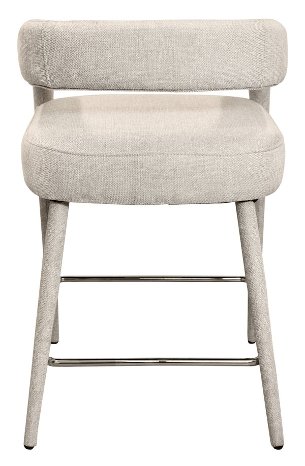 Homeroots 25" Ivory Metal And Fabric Low Back Bar Chair With Armrests And Footrest For Ultimate Comfort   558307