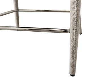 Homeroots 25" Ivory Metal And Fabric Low Back Bar Chair With Armrests And Footrest For Ultimate Comfort   558307