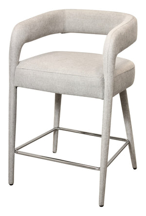 Homeroots 25" Ivory Metal And Fabric Low Back Bar Chair With Armrests And Footrest For Ultimate Comfort   558307