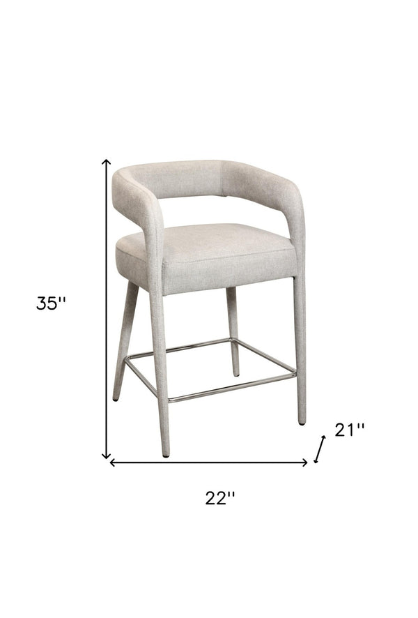 Homeroots 25" Ivory Metal And Fabric Low Back Bar Chair With Armrests And Footrest For Ultimate Comfort   558307