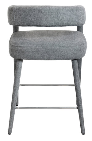 Homeroots 25" Gray Metal And Fabric Low Back Counter Height Bar Chair With Armrests For Ultimate Comfort   558308