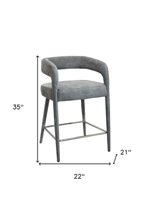 Homeroots 25" Gray Metal And Fabric Low Back Counter Height Bar Chair With Armrests For Ultimate Comfort   558308