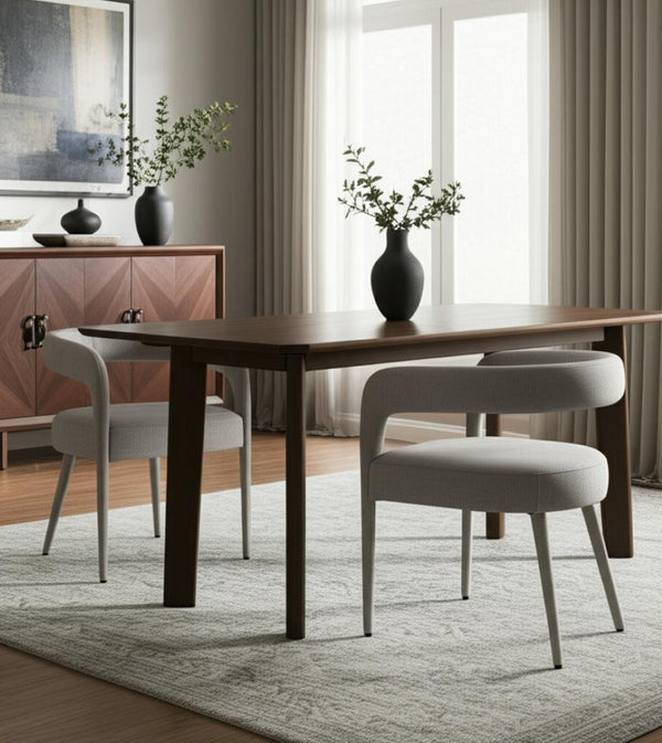 HomeRoots Set of Two Ivory Upholstered Linen Dining Side Chairs with Modern Open Back for Stylish Comfort 558310