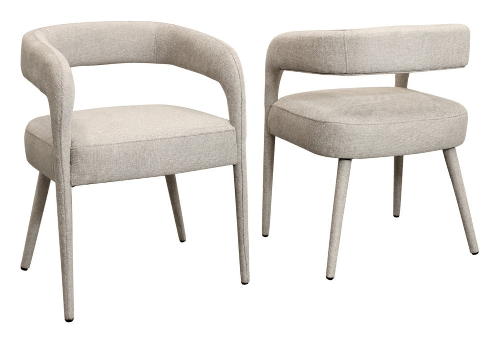 HomeRoots Set of Two Ivory Upholstered Linen Dining Side Chairs with Modern Open Back for Stylish Comfort 558310