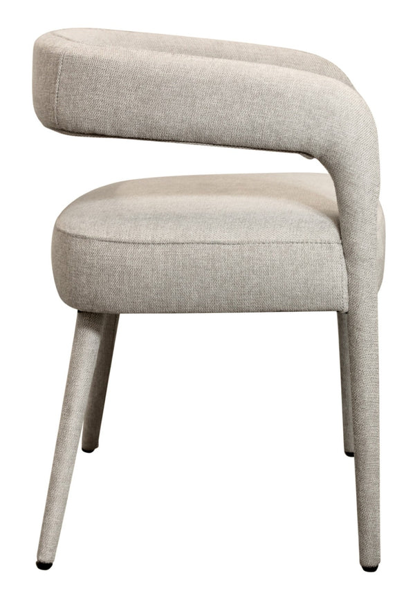 HomeRoots Set of Two Ivory Upholstered Linen Dining Side Chairs with Modern Open Back for Stylish Comfort 558310