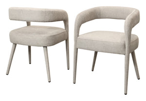 HomeRoots Set of Two Ivory Upholstered Linen Dining Side Chairs with Modern Open Back for Stylish Comfort 558310