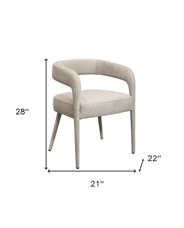 HomeRoots Set of Two Ivory Upholstered Linen Dining Side Chairs with Modern Open Back for Stylish Comfort 558310
