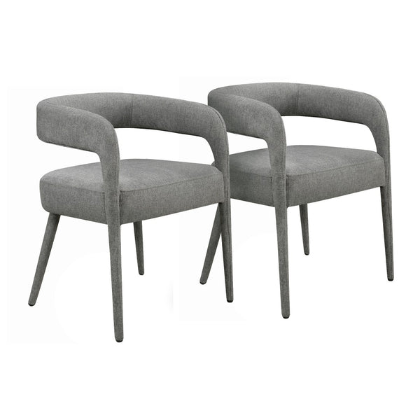 HomeRoots Set of Two Dark Gray Linen Upholstered Dining Chairs with Open Back for Modern Versatile Seating 558311