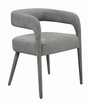 HomeRoots Set of Two Dark Gray Linen Upholstered Dining Chairs with Open Back for Modern Versatile Seating 558311