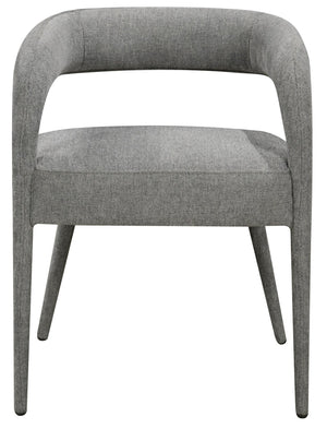 HomeRoots Set of Two Dark Gray Linen Upholstered Dining Chairs with Open Back for Modern Versatile Seating 558311
