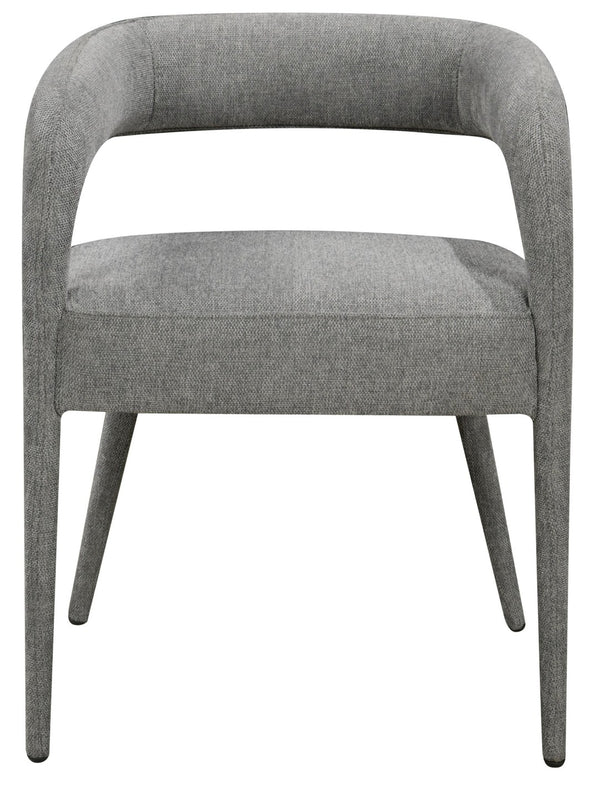 HomeRoots Set of Two Dark Gray Linen Upholstered Dining Chairs with Open Back for Modern Versatile Seating 558311