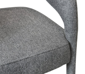 HomeRoots Set of Two Dark Gray Linen Upholstered Dining Chairs with Open Back for Modern Versatile Seating 558311