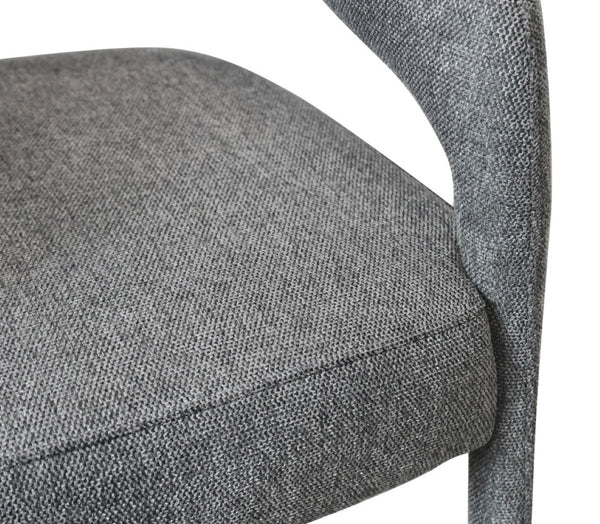 HomeRoots Set of Two Dark Gray Linen Upholstered Dining Chairs with Open Back for Modern Versatile Seating 558311