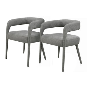 HomeRoots Set of Two Dark Gray Linen Upholstered Dining Chairs with Open Back for Modern Versatile Seating 558311