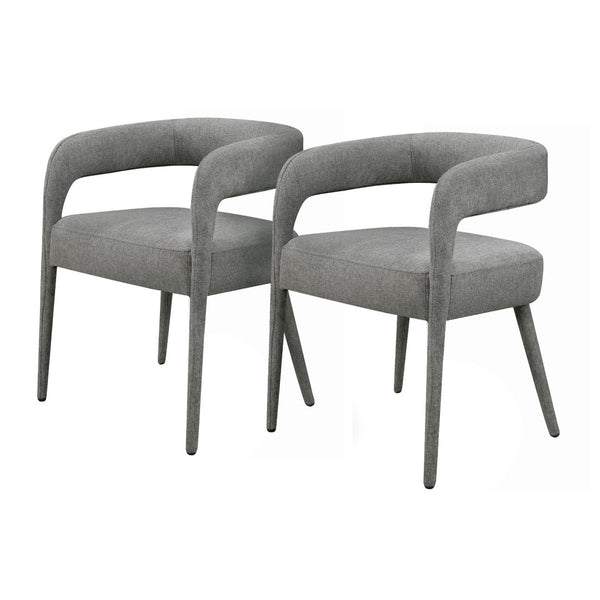 HomeRoots Set of Two Dark Gray Linen Upholstered Dining Chairs with Open Back for Modern Versatile Seating 558311