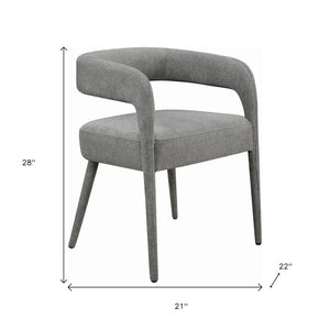HomeRoots Set of Two Dark Gray Linen Upholstered Dining Chairs with Open Back for Modern Versatile Seating 558311